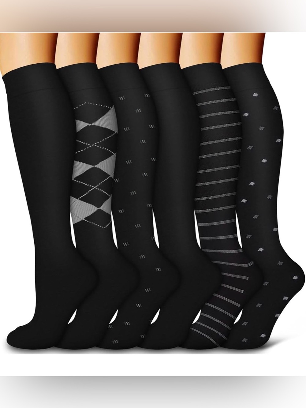 6 Pack Copper Compression Socks for Women and Men Circulation-Best Support - Picture 1 of 9